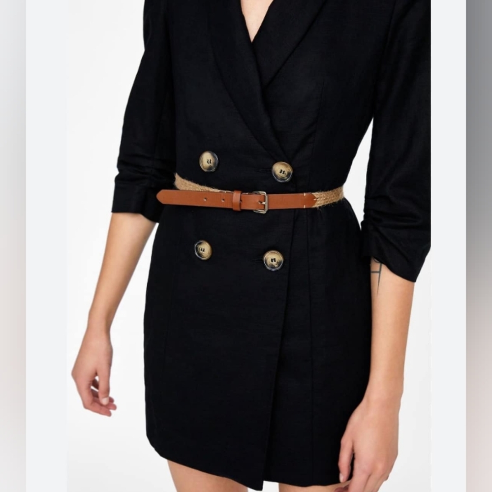 New Zara linen black dress size S